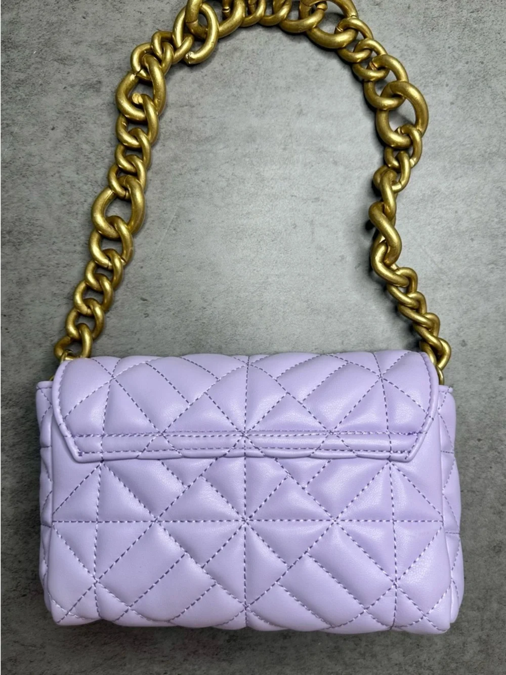 Zara Quilted Chain Shoulder Bag – Lavender – Gold Chain - Picture 3 of 4